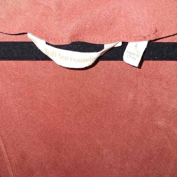 Soft Surroundings Women's Large Faux Suede Vest Lagenlook Layered Coral Festival - Picture 3 of 5